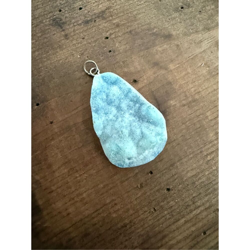 Large Raw Blue Larimar Necklace Pendant - Picture 9 of 10